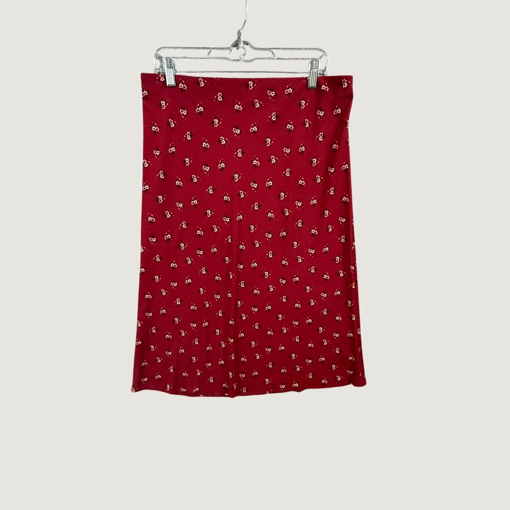 Aeropostale Womens Red Floral Ditsy Print Elastic Waist Midi Skirt XL